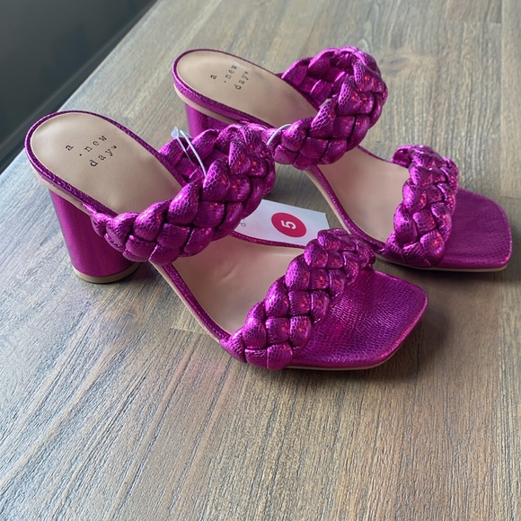 Women's Basil Mule 3” Heels Metallic Pink - A New Day™ Size 5, NIB - Picture 3 of 5